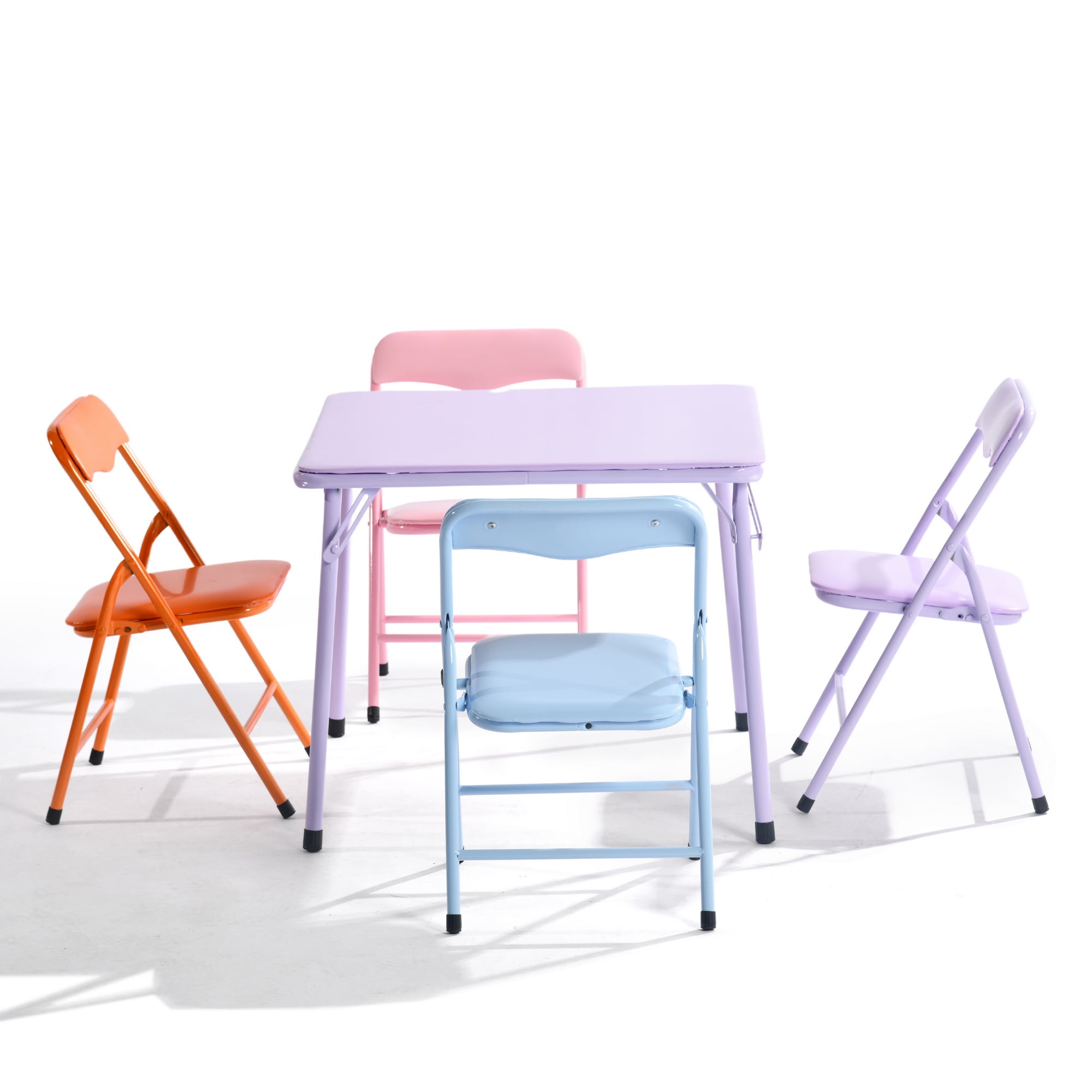 Ensemble de table et de chaises pliantes pour enfants Homy Casa, 5 pièces, bureau et siège compacts en plastique pour salle de jeux et bureau, violet