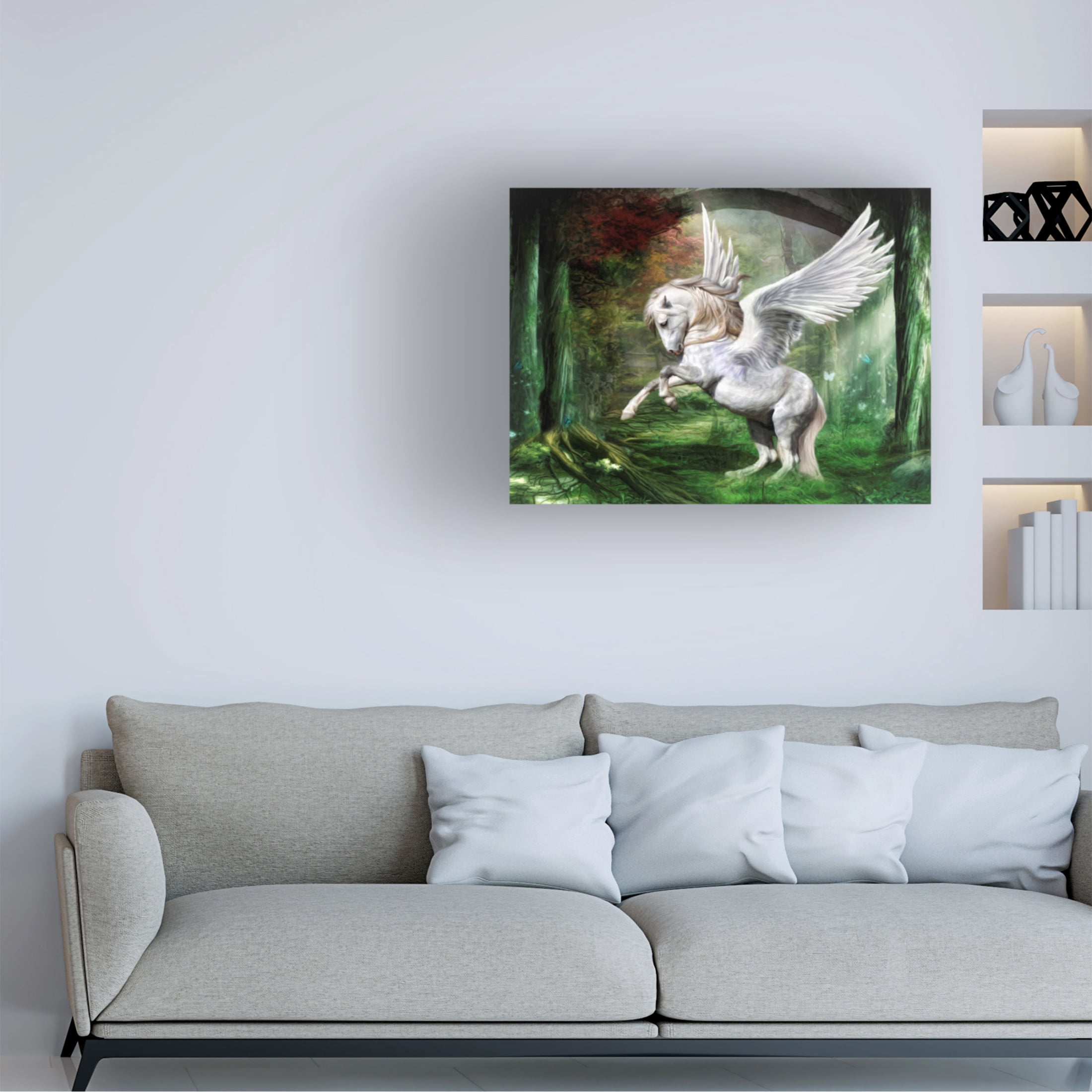 Canvas Wall Art - Trudi Simmonds 'White Pony Pegasus' Wall Art for Living Room, Bedroom, or Office Décor by Trademark Fine Art - 24 x 18 Inches