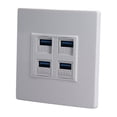 thumbnail image 1 of 4 Port Outlet Wall Plate, Duplex Data  Ethernet Wall Plate  for Office, 1 of 8