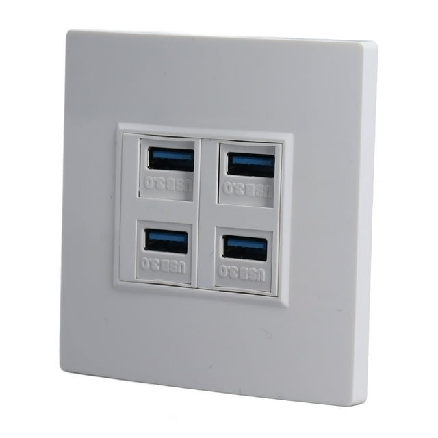 4 Port Outlet Wall Plate, Duplex Data Ethernet Wall Plate for Office