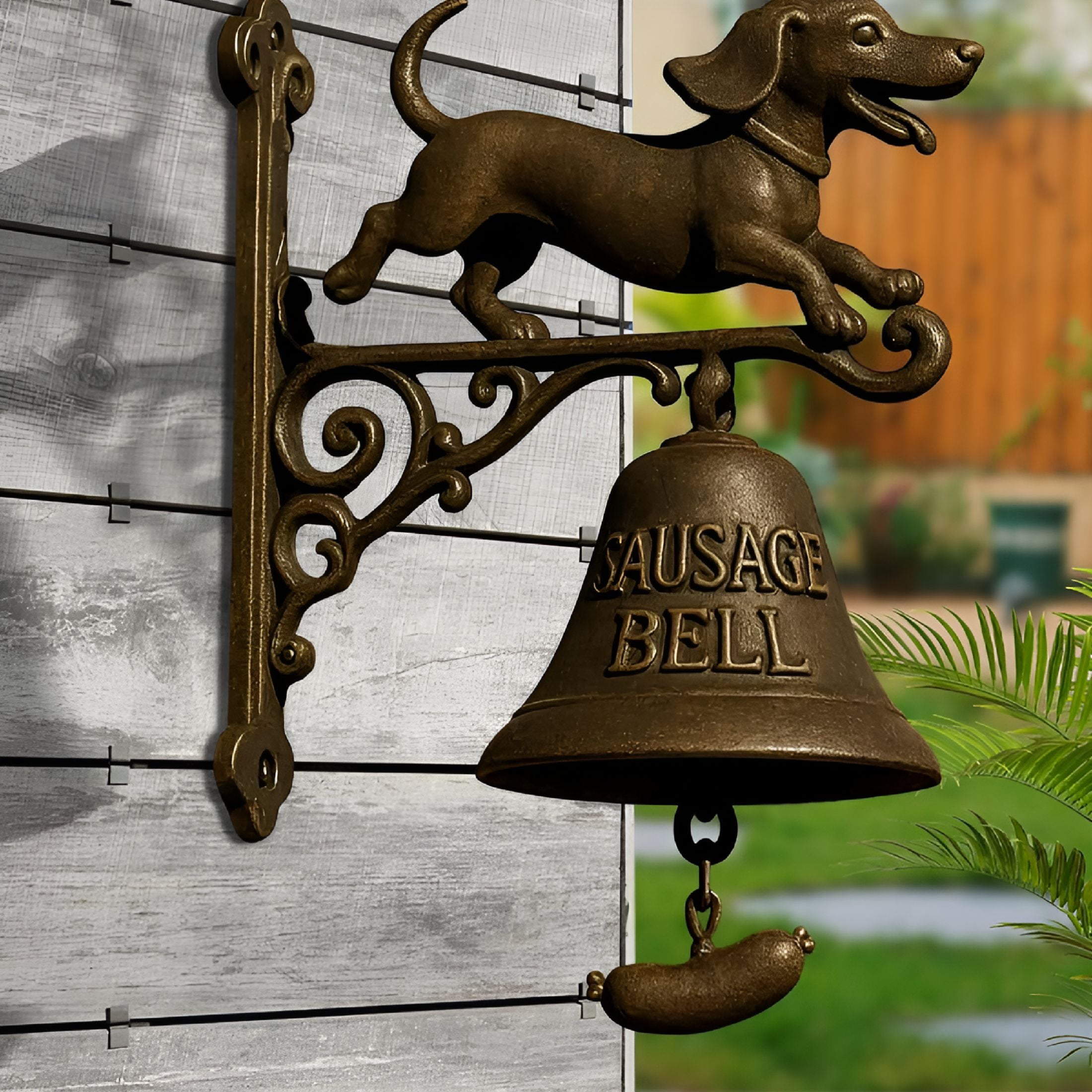 TALENO Witch Dachshund Farmhouse Doorbell - Hangable Manual Ring Decorative Bell for Opening Home Wall Housewarmings Garden Fence Shop Courtyard Cottage Entrances Bell for Door