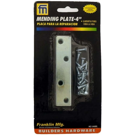 

4 Pieces 4 Mending Plates - Pre-drilled Counter Sunk Screw Holes & Screws Included (Franklin Mfg.: TH840BL-YZ)