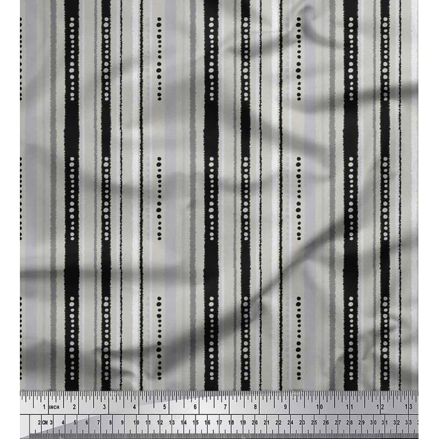 Soimoi Rayon Fabric Dot & Stripe Print Sewing Fabric Yard 56 Inch Wide