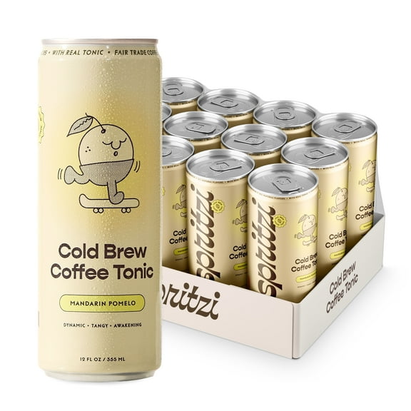Spritzi Mandarin Pomelo Sparkling Cold Brew Tonic | 115mg Caffeine | Fair Trade Coffee, Naturally Sweetened, Refreshing Energy Drink Alternative | 12 Fl Oz Cans (12 Pack)