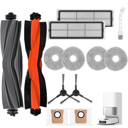 13 Pcs Replacement Parts for Dreame L10S Ultra Vacuum Cleaner Accessories Kit,1 Main Brush,1 Rubber Brush, 2 HEPA Filters,4 Mop Pads,2 Dust Bags,2 Side Brushes (Not for L10s Pro Ultra Heat)
