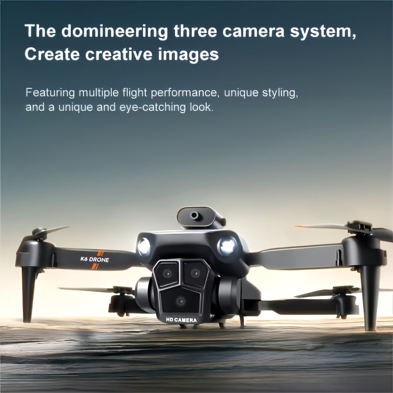 K6MAX Quadcopter with 3 Cameras, 360° Obstacle Avoidance & Follow Me - Optical Flow, Stable Flight Drone for Adults/Beginners