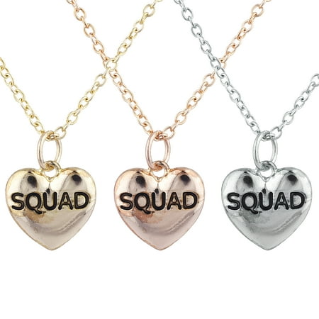 Lux Accessories Tri Color Squad BFF Best Friends Heart Pendant Necklace Set