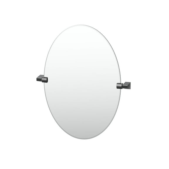 Gatco A-Line 26.5" Frameless Oval Mirror, Matte Black