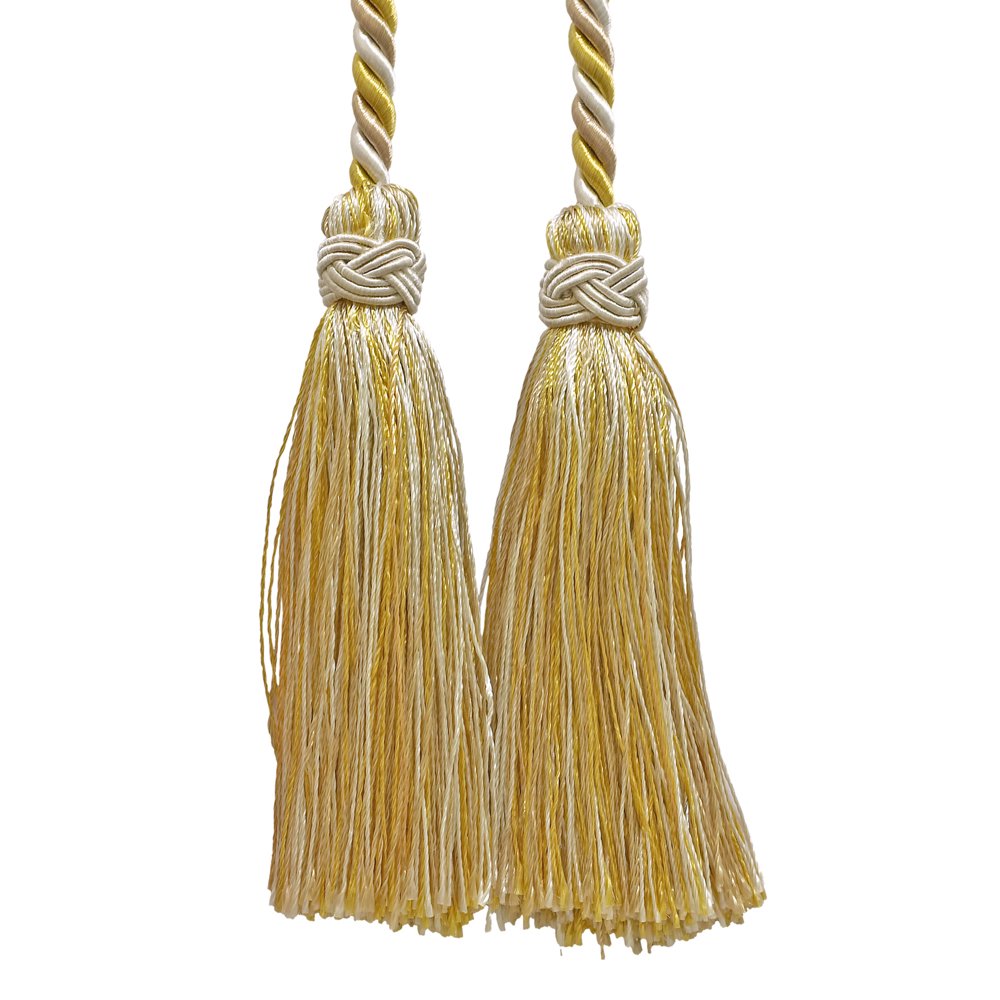 Double Tassel / Light Gold, Ivory / Tassel Tie with 4 inch Tassels, 26
