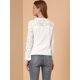 thumbnail image 5 of Allegra K Blusa con panel floral de encaje para mujer, cuello en V, manga larga, botón, frente, gasa, top blanco XL, 5 of 6