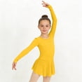 thumbnail image 2 of Virmaxy Solid Color Long Sleeve Crew Neck Ballet Dance Dress Breathable Comfort Pleated Mesh Slip Dress for Training and Performance, for 3-15Y, 2 of 8