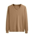 thumbnail image 2 of Zynviq Sweater Men Brown V Neck Solid Pullover Oversized Long Sleeve Sweaters Knitted Tops for Men M, 2 of 6