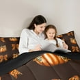 thumbnail image 4 of jejeloiu Leopard Print Bowtie Bedding Comforter Set 7pcs,Love Fall Pumpkin Queen Bedding Sets,Orange Brown Queen Sheet Sets For Teens,Breathable Home Decor Reversible, 4 of 8