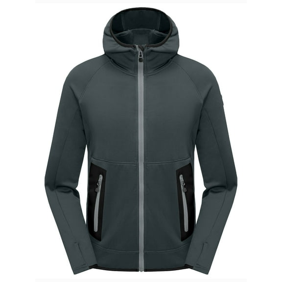 Little Donkey Andy Men's Winter Ultra Stretch Warm Fleece Running Jacket Thumb Holes Hooded Coat Hiking Size XXL