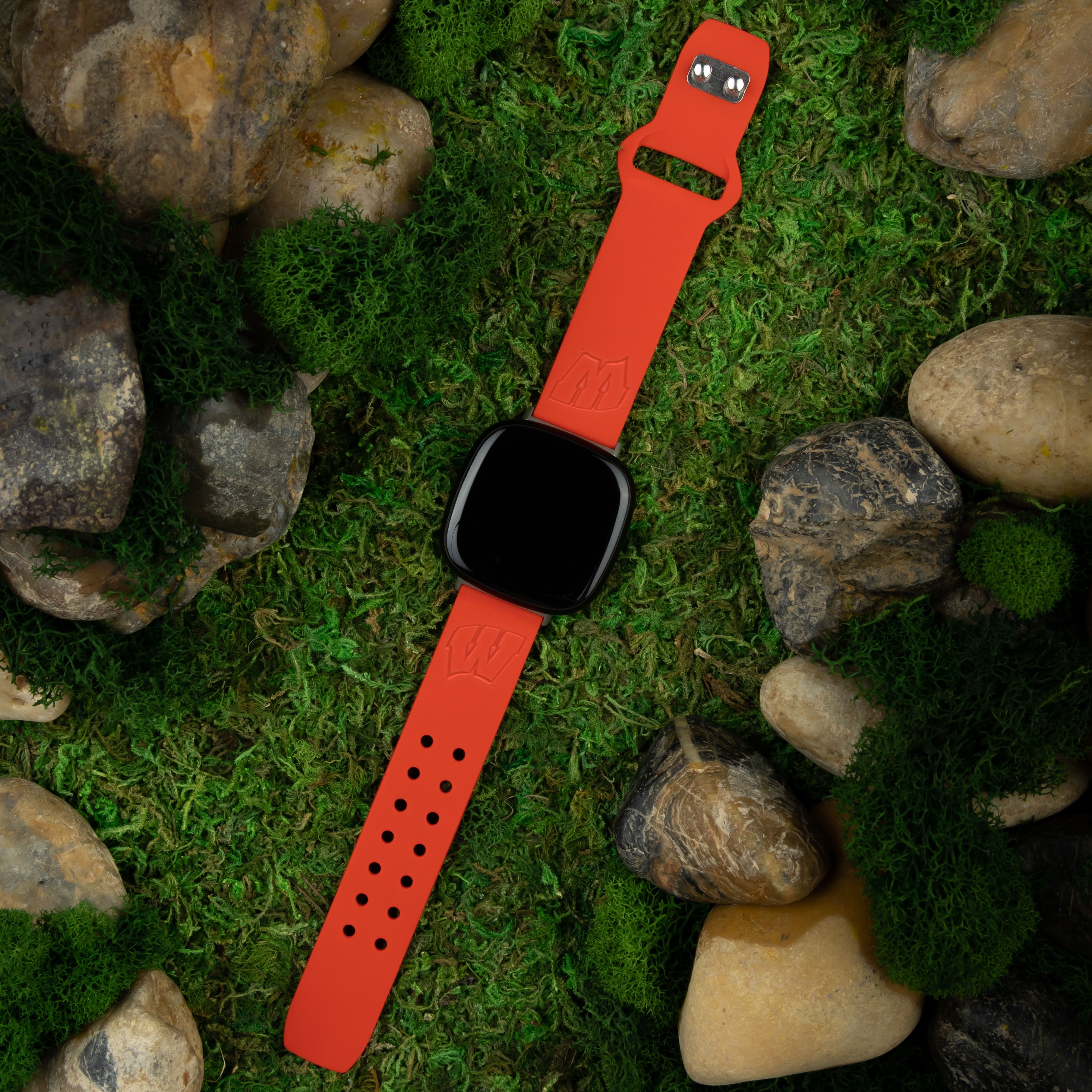 Wisconsin Engraved Silicone Unisex Watch Band for Fitbit Versa 3 and Sense (Red) by Affinity Bands