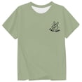 Boys Fashion Letter Round Neck Short Sleeve T-Shirt Olive Green Soft ...