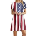 thumbnail image 2 of IROINNID Patriotic Dress for Women Round Neck Short Sleeve A-Line Dress Summer Casual Boho l Print Beach Mini Dress American Independence Day Dress, 2 of 5