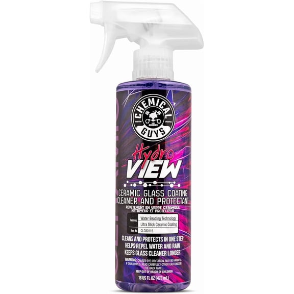 HydroView Ceramic Glass Cleaner & Coating - Cleans & Adds Hydrophobic Protection, Car Window Cleaner for Glass, and Mirrors, Trucks, SUVs, and Home Use - 16 fl oz