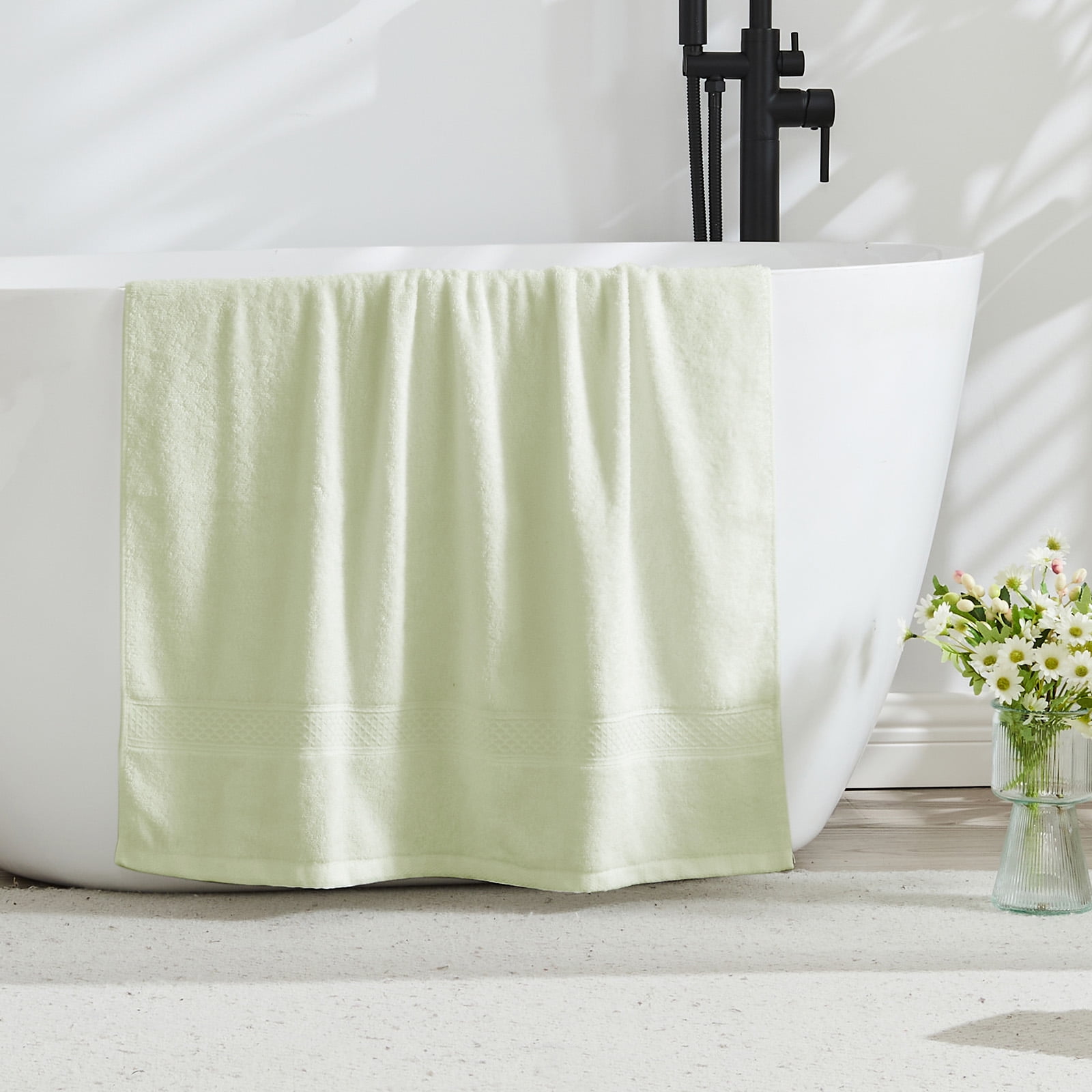 Gogreen 100% Cotton Bath Towel Sets of 8 Pieces, 4 Bath Towels 2 Hand Towels 2 Washcloths, Highly Absorbent Towels for Bathroom, Gym, Hotel (Sage Green)