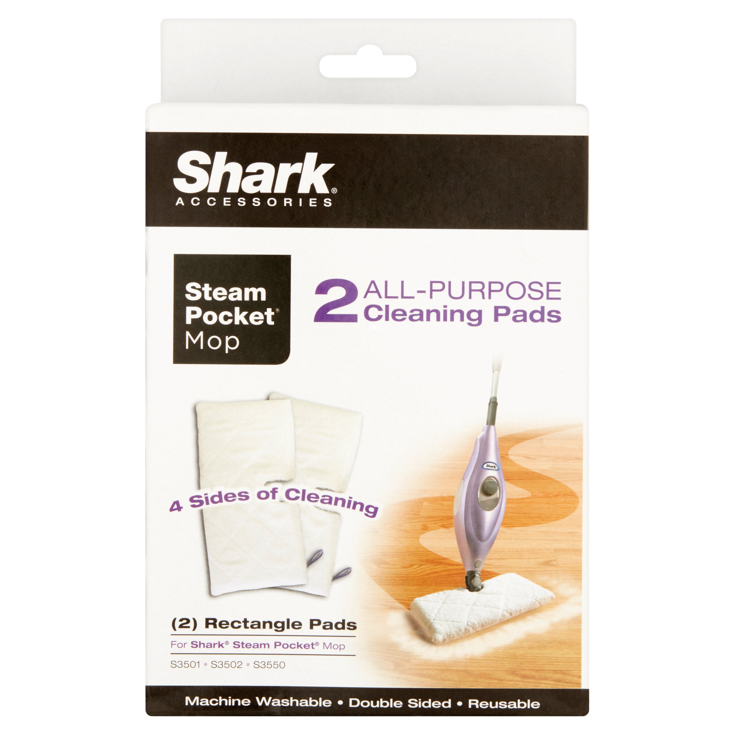 2 Shark Steam Pocket Mop All-Purpose Cleaning Pads 1 Rectangle & 1 Triangle 