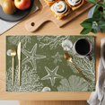 thumbnail image 2 of Sage Green Coastal Placemats Set of 4, Starfish Coral Summer Beach Ocean Placemats for Dining Table, Place Mats for Kitchen Tabletop, Waterproof Wipeable Dining Table Mats Set, 2 of 9