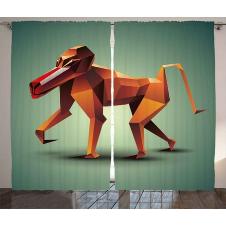 Geometric Curtains 2 Panels Set Wildlife Vector Illustration Of