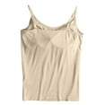 thumbnail image 4 of WTOBBY Women's Solid Color Adjustable Camisole with Removable Padded Bra, Sexy Plus Size Support Underwear, Soft Stretchy Layering Tank Top for Daily Wear,Yellow 2XL, 4 of 5