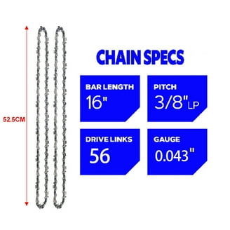 Full Chisel Chainsaw Chain 16 inch .043 3/8 LP 56DL for Poulan