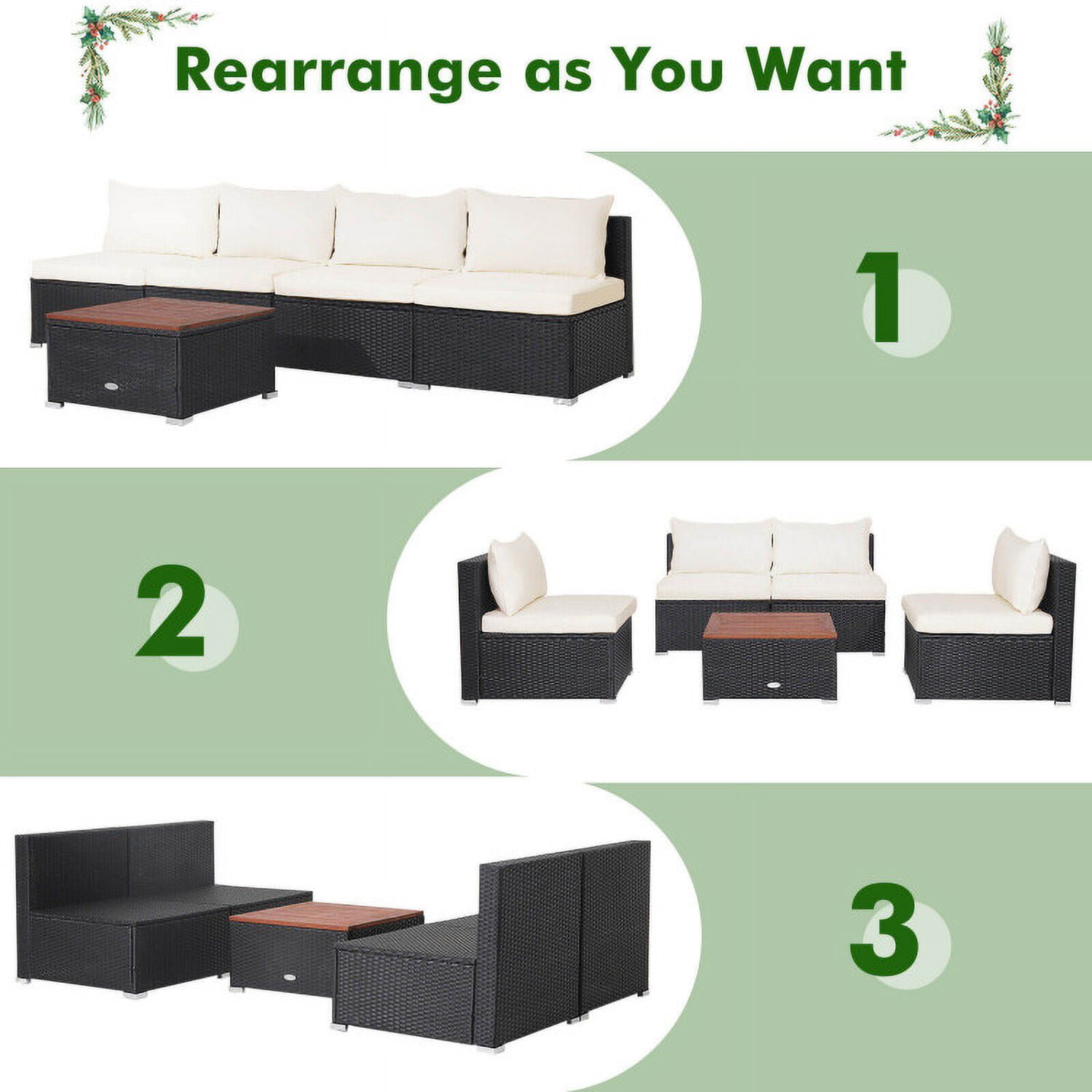 Aimee Lii 5 Piece Outdoor Furniture Set with Solid Tabletop and Soft Cushions, Outdoor Patio Set