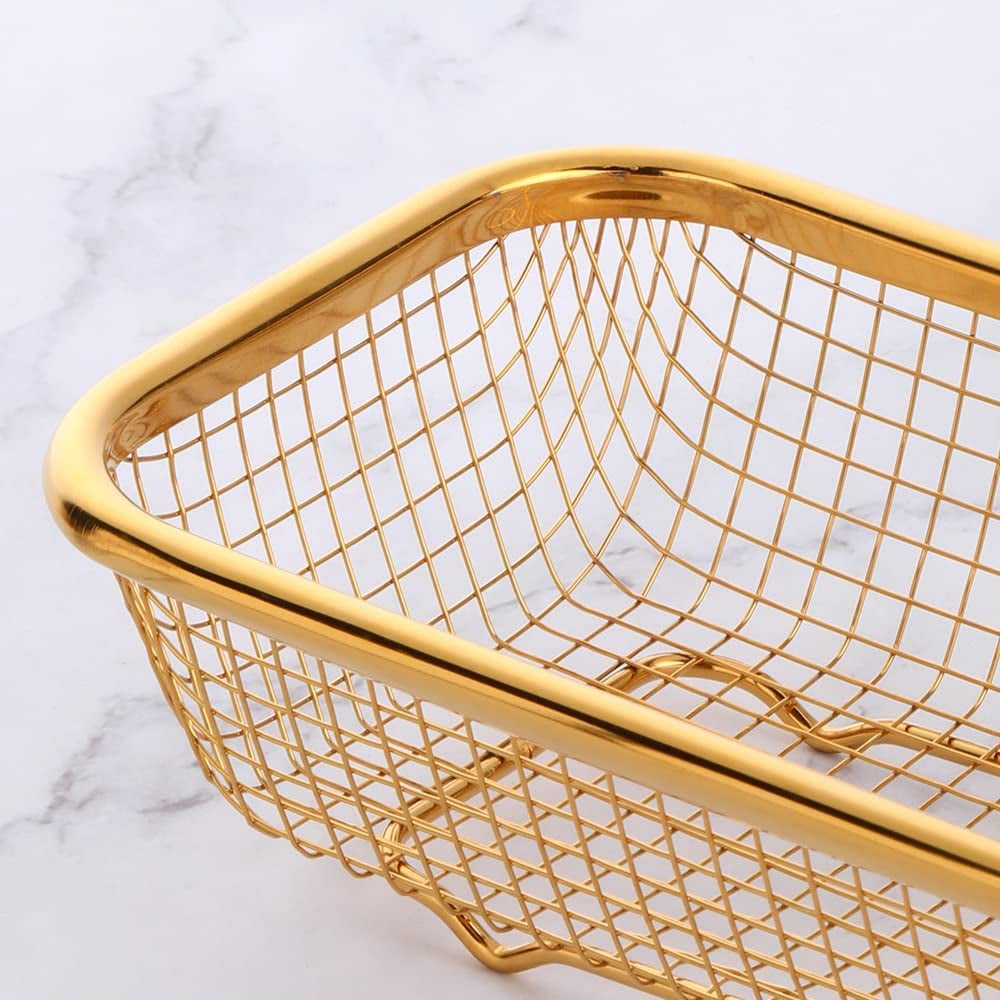 Kitchen Flatware Drawer Organizer, 2pcs Stackable Mesh Cabinet Storage Basket, Stainless Steel Kitchen Utensils Filter Drying Rack Holder for Knives, Fork, Spoon Chopsticks (Blue)