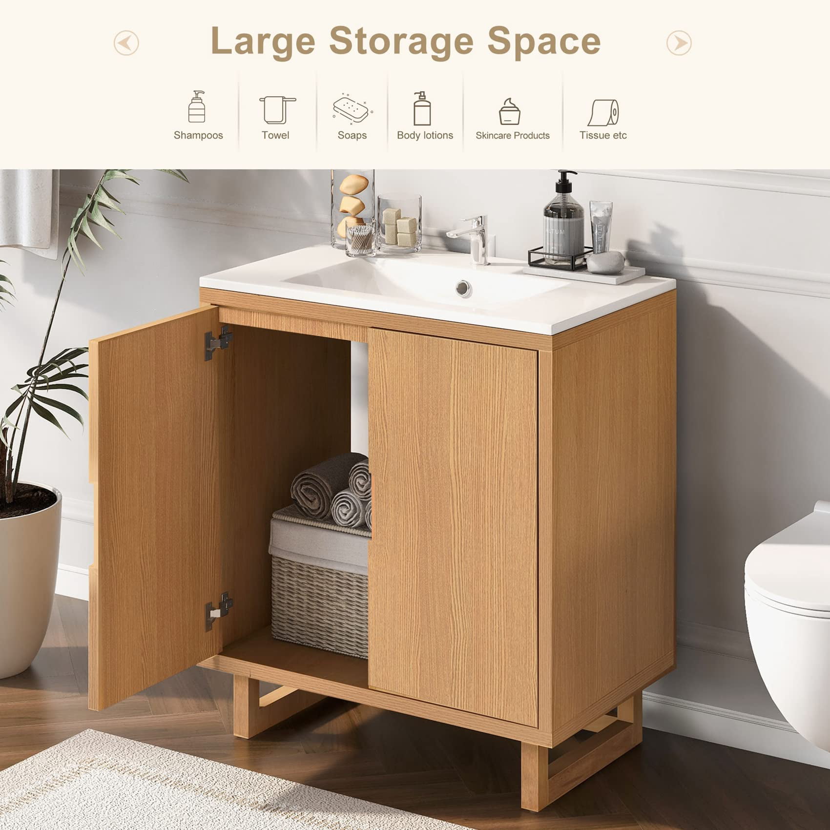 LUMISOL 21.6 Small Bathroom Vanity with Sink, Modern Bathroom Vanity Set  with Left Storage Cabinet, Solid Wood Bathroom Cabinet with Ceramic Vessel  Sink, No Back Panel - Yahoo Shopping