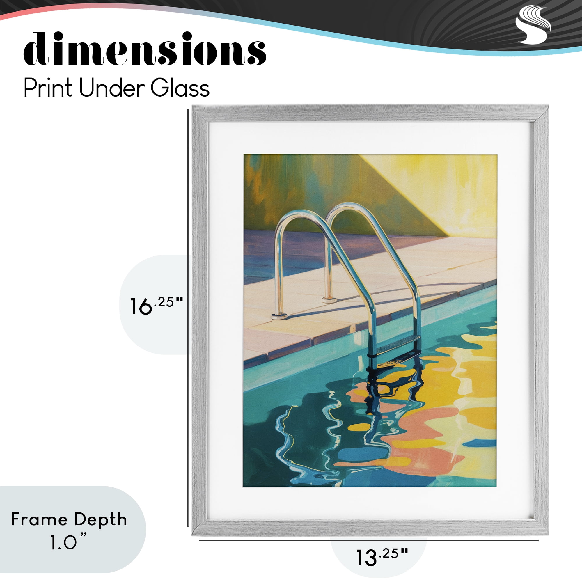Stupell Industries Pool Ladder At Sunset Gray Framed Print Under Glass, design by Andreas Magnusson