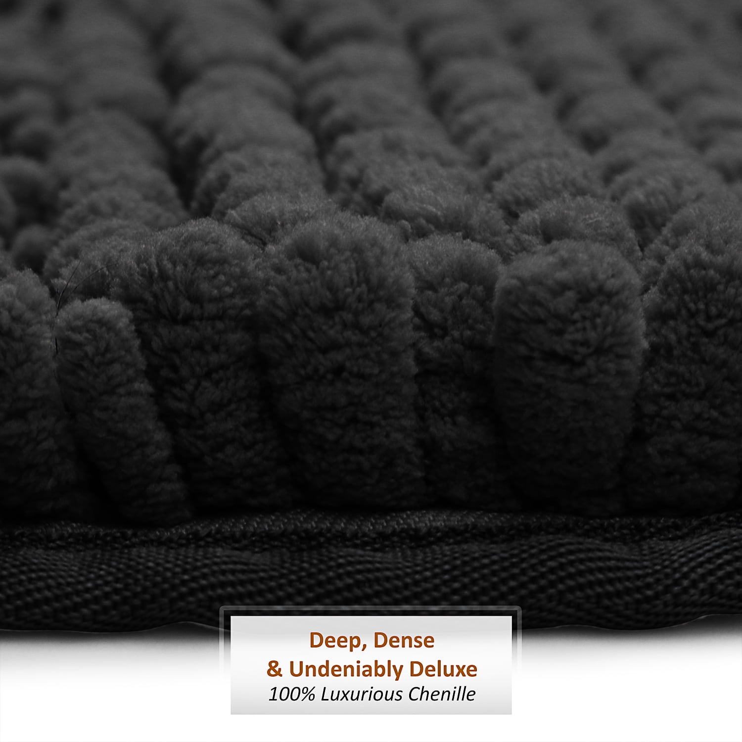 Clara Clark Bath Rug Chenille Bath Mat, Super Soft Absorbent Bathroom Rug, Large, Black
