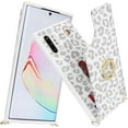 thumbnail image 2 of for Samsung Galaxy Note 10 Plus Case with Card Holder and Strap for Women,Crossbody Lanyard,Ring Stand,Snap Clasp,Cute Phone Wallet Cases 6.8 inch(White Leopard), 2 of 17