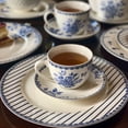 thumbnail image 2 of STPgoods Bone China Vintage Indigo Cup and Saucer 13.5 fl oz (400 ml) Kitchen Teacups Floral Tea Cups Tea Cup with Matching Saucer, 2 of 11
