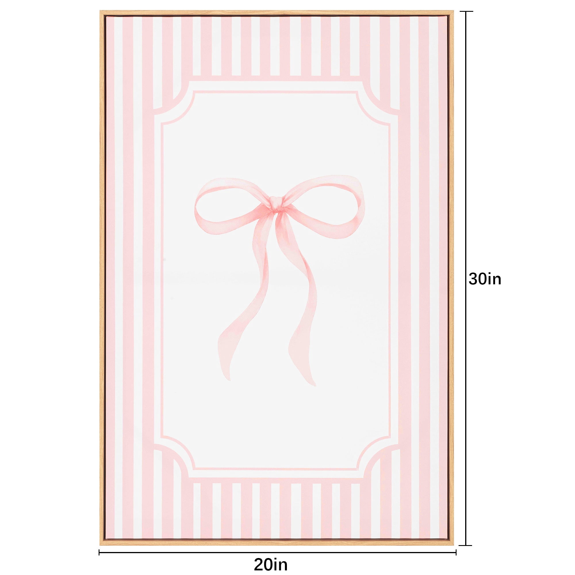 My Texas House Pink Bow on Stripes 20" x 30" Fashion Framed Wall Art