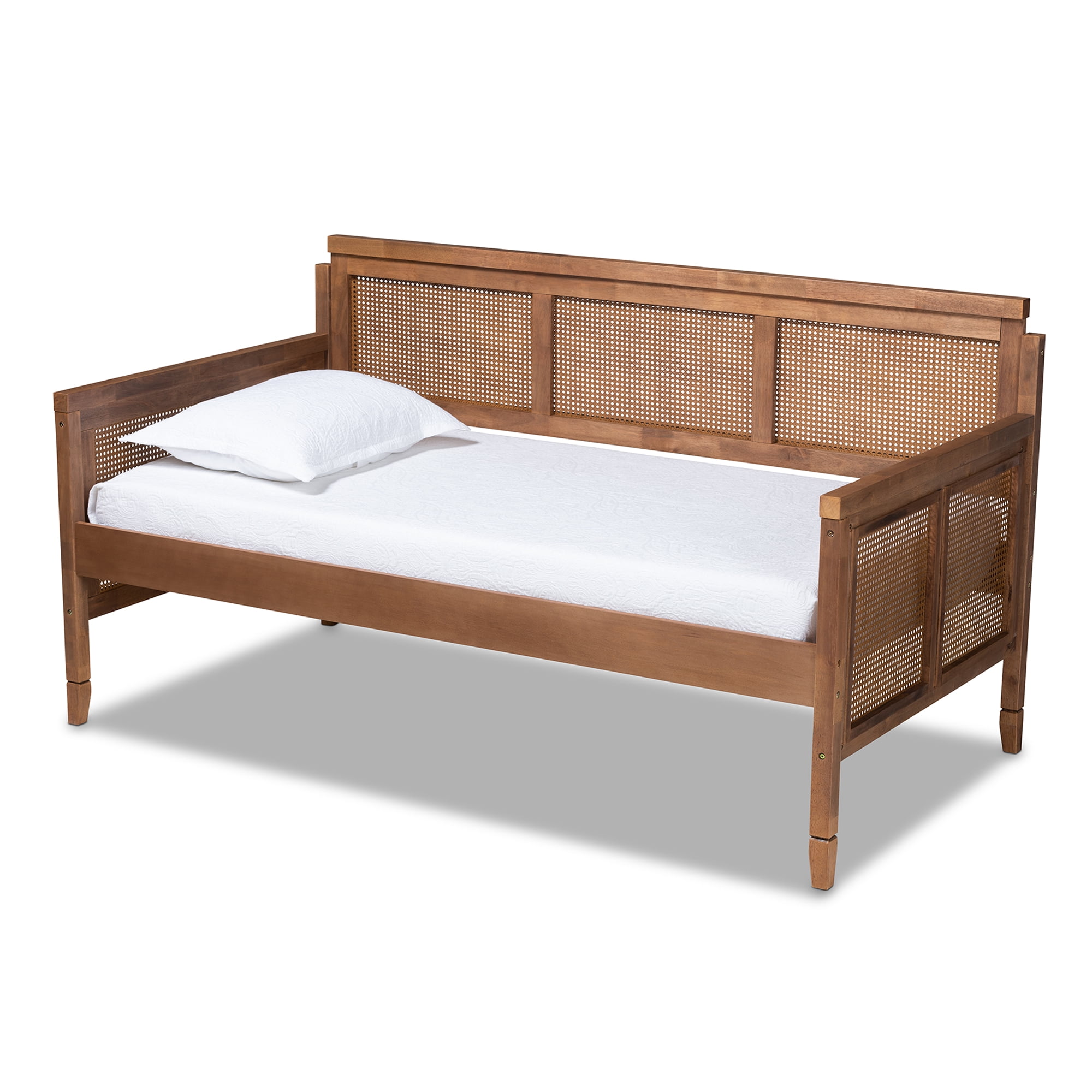 Baxton Studio Vintage French Inspired Synthetic Rattan Spade Feet Twin Daybed Ash Walnut