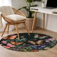 thumbnail image 4 of Round Area Rug 3ft Spring Flower Leaves Circle Kitchen Mats Non-Slip Vintage Butterfly Washable Round Carpet for Kitchen Living Room Bedroom Home Decor, 4 of 7