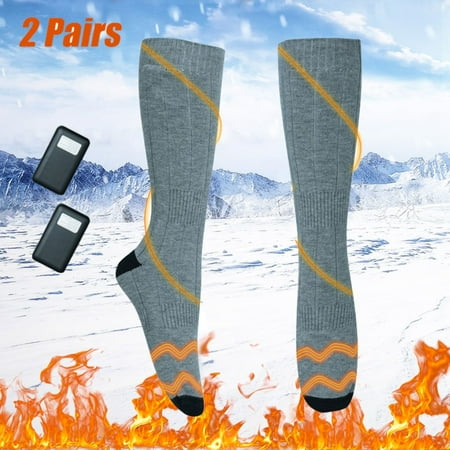 

Aptoco 2 Pairs Battery Heated Socks Rechargeable Washable Electric Warming Socks with Large Capacity Battery for Winter Outdoor Gray Valentines Day Gifts