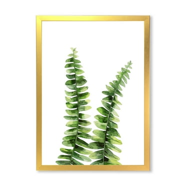 Designart 'Fern Plant Leaves Detail V' Tropical Framed Art Print