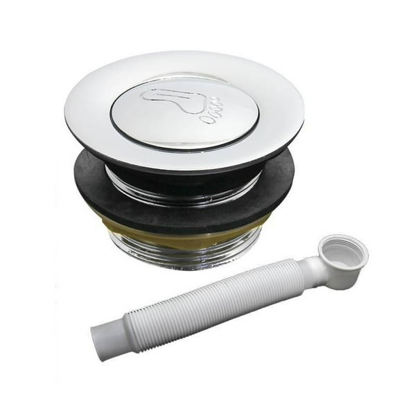 LEFU Alloy Bathtub Waste Drain Pop Up Plug Floor Drain for Bathroom Shower Tub with Smooth Push-Button Water-Tight Seal Easy Installation Silver White