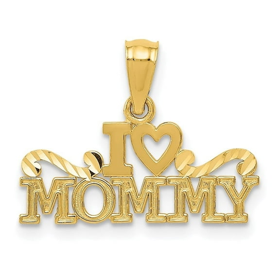 Auriga Fine Jewelry 14K Yellow Gold I Heart Mommy Pendant for Women (L - 15mm, W - 20mm)