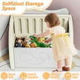 thumbnail image 6 of PAPROOS Kids Toy Box, Cute Toy Chest Organizer with Seating Bench and Sliding Door, Toy Storage Chest for Girls Boys, Modern Toy Storage Cabinet for Playroom, Living Room, Bedroom, Beige+Light Gray, 6 of 10