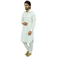 thumbnail image 4 of Atasi Men's Classic White Pathani Style Kurta Pajama Set Long Cotton Shirt-Small, 4 of 7