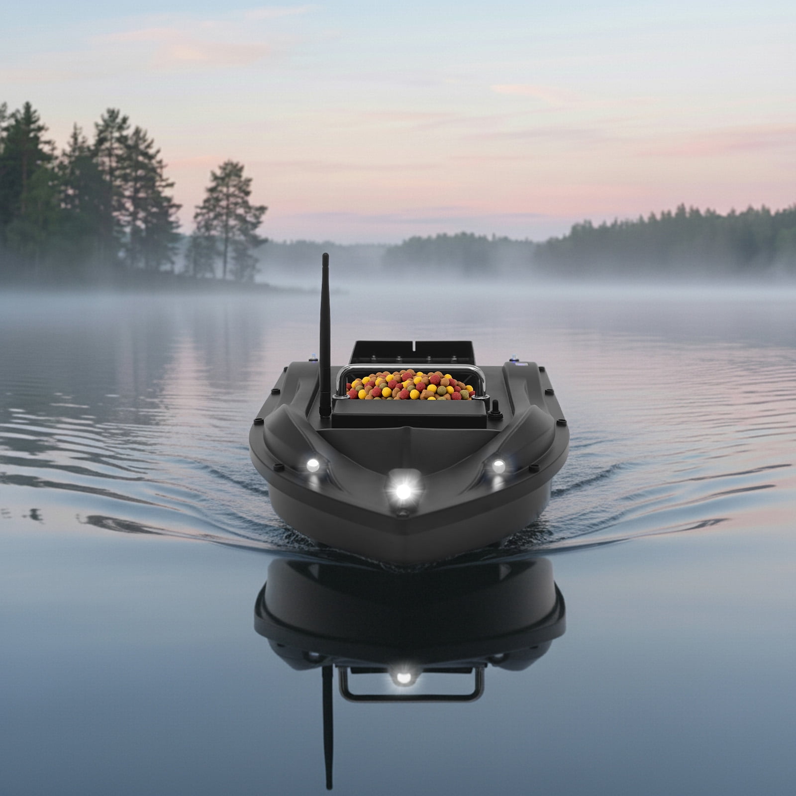 1 PCS Black Fishing Bait Boat, Bait Boat with Remote Control, Fishing Bait Boat with GPS, Load Bearing Capacity: 2kg/4.4lbs