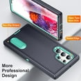 thumbnail image 5 of SaniMore for Samsung Galaxy S22 Ultra 6.8" 2022 Hybird Case, Rugged PC Back Shockproof TPU Shell Metal Hidden Kicksatnd Drop Resistant Anti-slip Heavy Duty Protective Case, Blue+Mint, 5 of 9