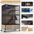 thumbnail image 3 of HABUTWAY 60''H Metal Large Ferret Cage, Rolling Chinchilla Cage, Critter Nation Cage, Indoor Wooden Pet Crate Furniture Grey Walnut, 3 of 7
