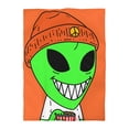 thumbnail image 2 of Big Smile Popcorn Green Visitor Peace Hat Microfiber Duvet Cover, 2 of 7