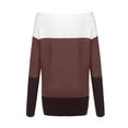 thumbnail image 4 of Off the Shoulder Sweaters for Women Striped Color Block Shirt Long Sleeve Cozy Jumpers Fall Knit Tops Casual Pullover, 4 of 5