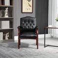 thumbnail image 2 of CQSXDA Ergonomic Leather Reception Guest Chairs With Padded Seat And Arms For Office Meeting Waiting Room Conference Use, Black, 2 of 10